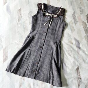 Japanese Fashion Tartan/Checkered Pattern Button Up Dress